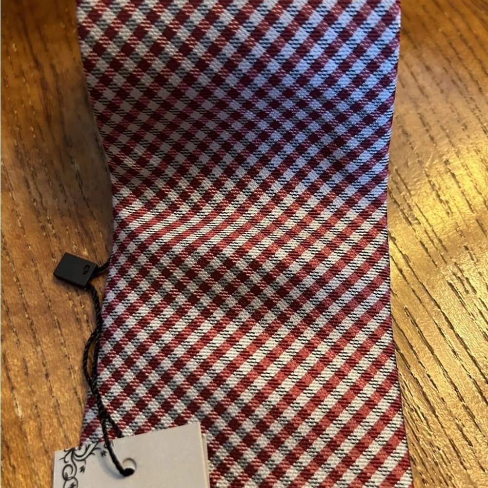 Jason & Vogue 100% Silk Burgundy & Black Checkered Tie NWT!! - Picture 3 of 8